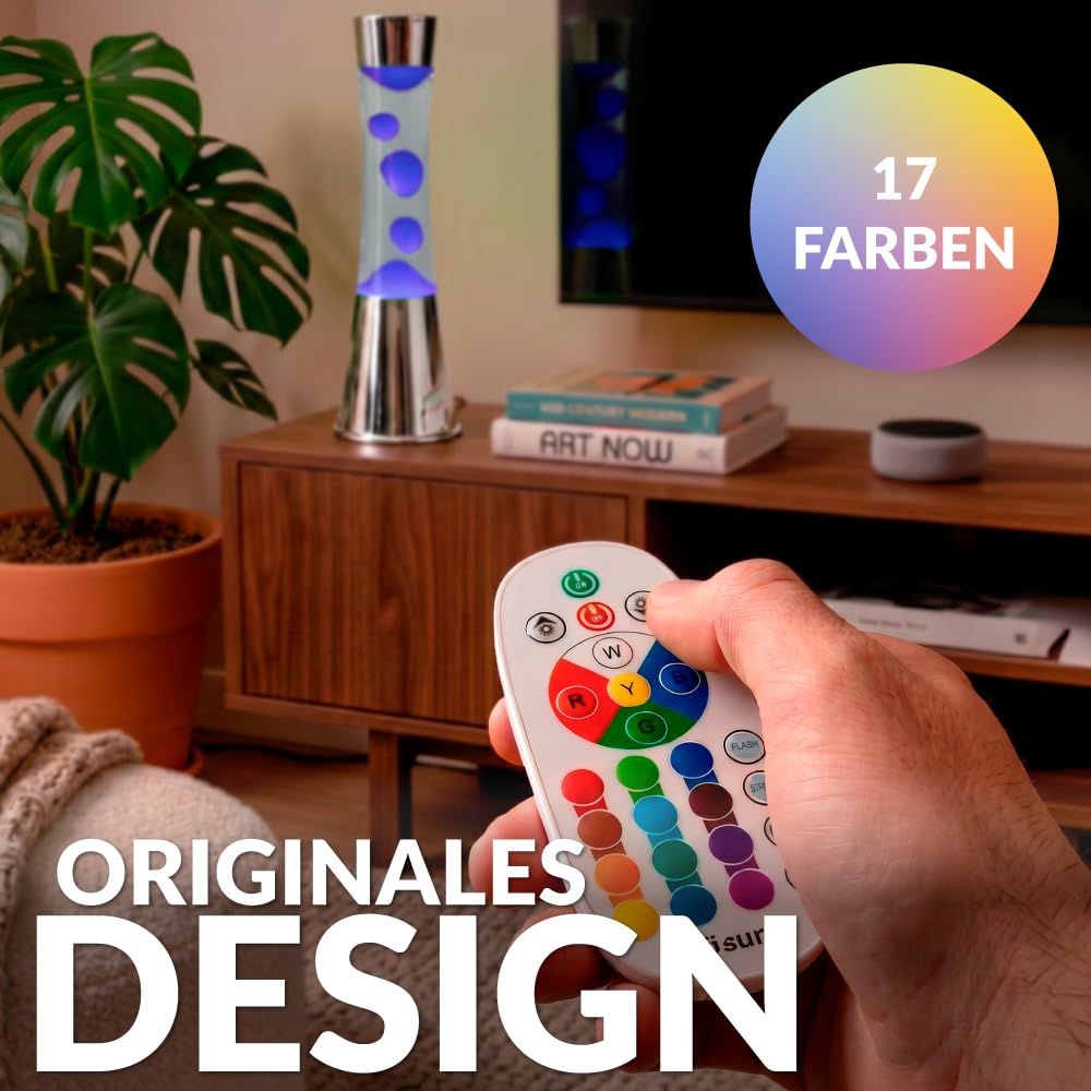 Fisura LED Lavalampe RGB Fernbedienung 17 Farben Original Lampe