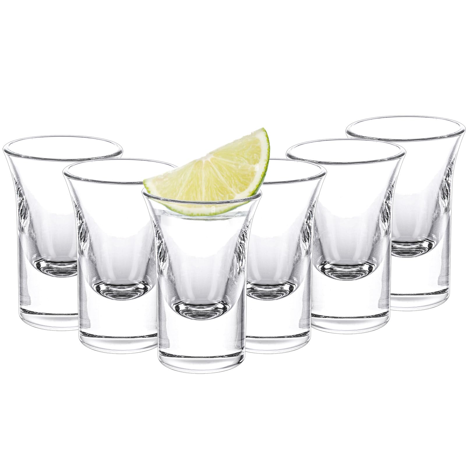 ASelected Stackable Coloured Shot Glass Set of 6 - 30ml Heavy Base Reusable Clear Shot Glasses for Vodka, Tequila, Whisky