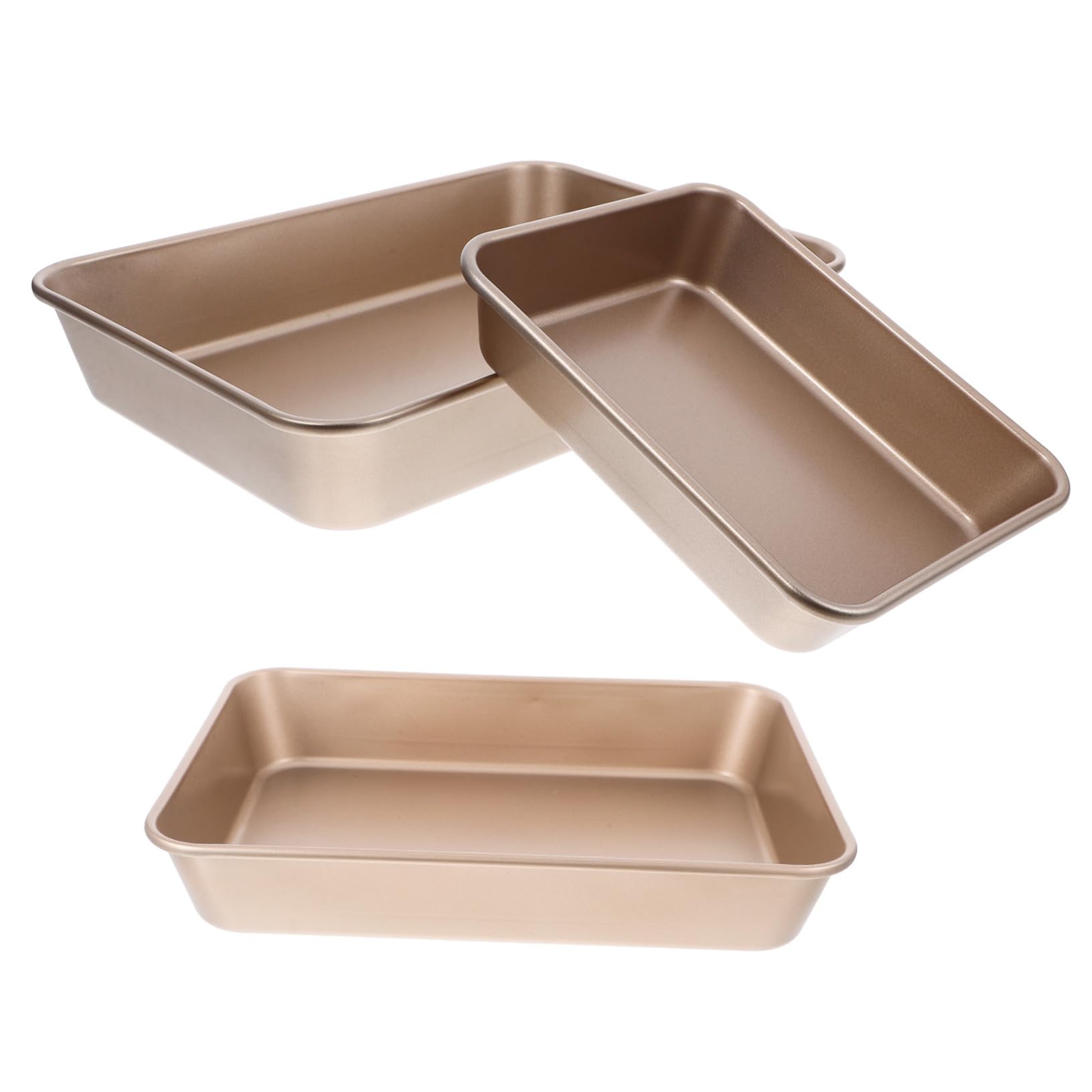 Cabilock 3 Pièces Lot de Plaques Four Profondes Acier avec Revêtement Antiadhésif Moules Pâtisserie Rectangulaires Dorés pour Lasagnes Brownies et Gâteaux Cuisson Uniforme et Nettoyage