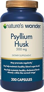 Psyllium Husk 500 mg Capsules for Digestive Health, Plant-Based Fiber, 200 Count