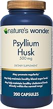 Psyllium Husk 500 mg Capsules for Digestive Health, Plant-Based Fiber, 200 Count