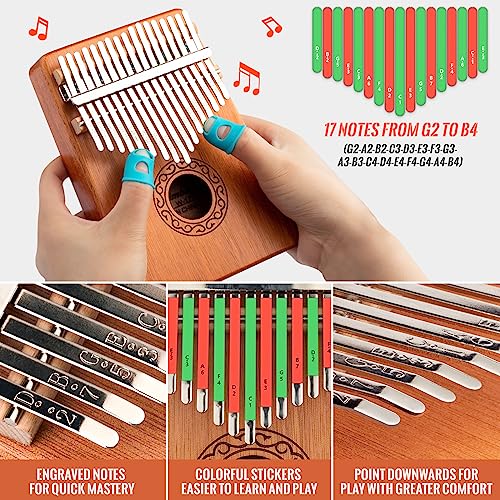 CAHAYA Kalimba Thumb Piano Portable - 17Keys Finger Piano Marimbas with Carrying Bag, Tune Hammer Musical Instruments Gift for Kid Adult Beginners CY0338 - Image 3