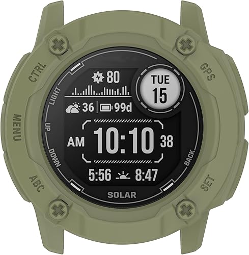 Miniatura 5 de Paquete de 2 fundas de TPU suave (verde+verde) compatibles con Garmin Instinct 2X Solar Smartwatch funda protectora 1.969 in diseñada para Instinct