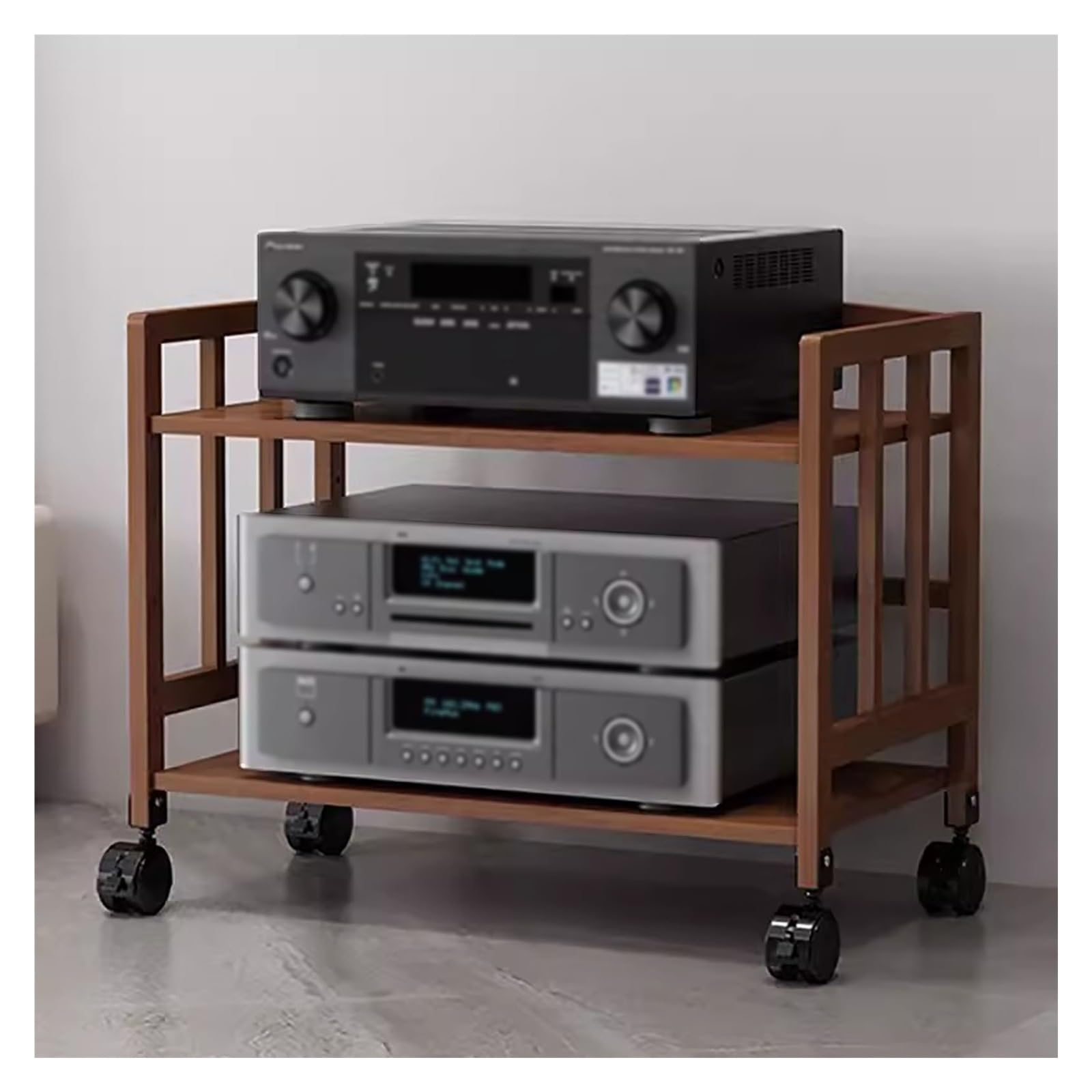 2/3/4/5 Tier AV Media Stand Audio Rack Shelf, Office Home CD Record Player Stereo Receiver Cabinet Component Storage Unit With Adjustable Shelves/Wheel, Corner Projector Printer TV Game Console Shelf(