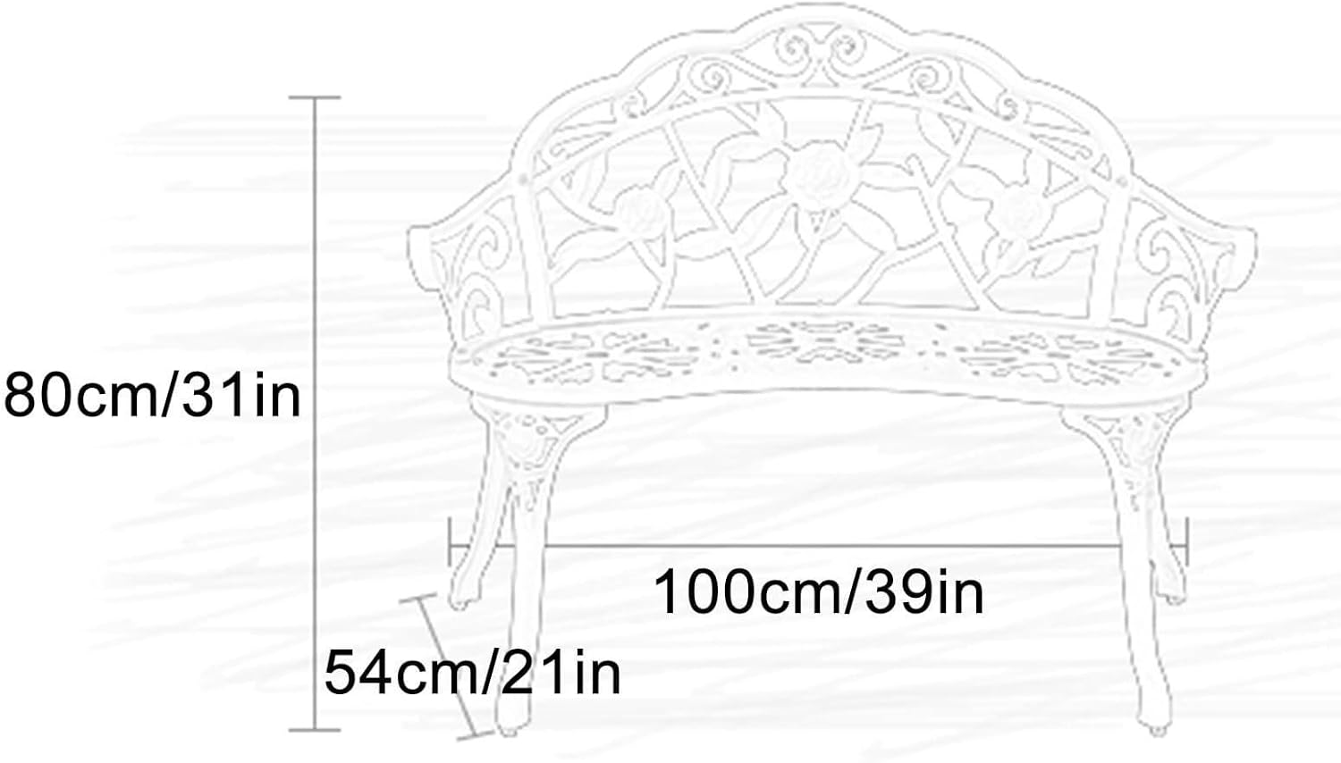 Patio Garden Bench, Selected Metal Materials, Rainproof and Windproof, Durable, All-Weather Outdoor Bench, Load-Bearing Up to 400 Pounds, Suitable for Patio, Garden Etc(Bronze)