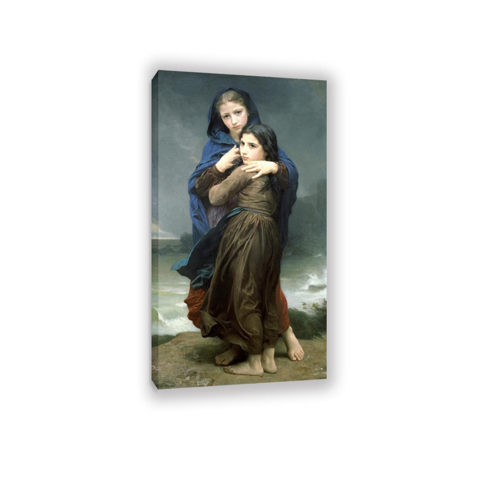 Rxnhgjds Framed William-Adolphe Bouguereau Wall Art The Storm Fine Art Portrait Wall Painting Aesthetic Wall Decor For Living Room Bedroom Bathroom Home Decor 125X70cm Inner Frame
