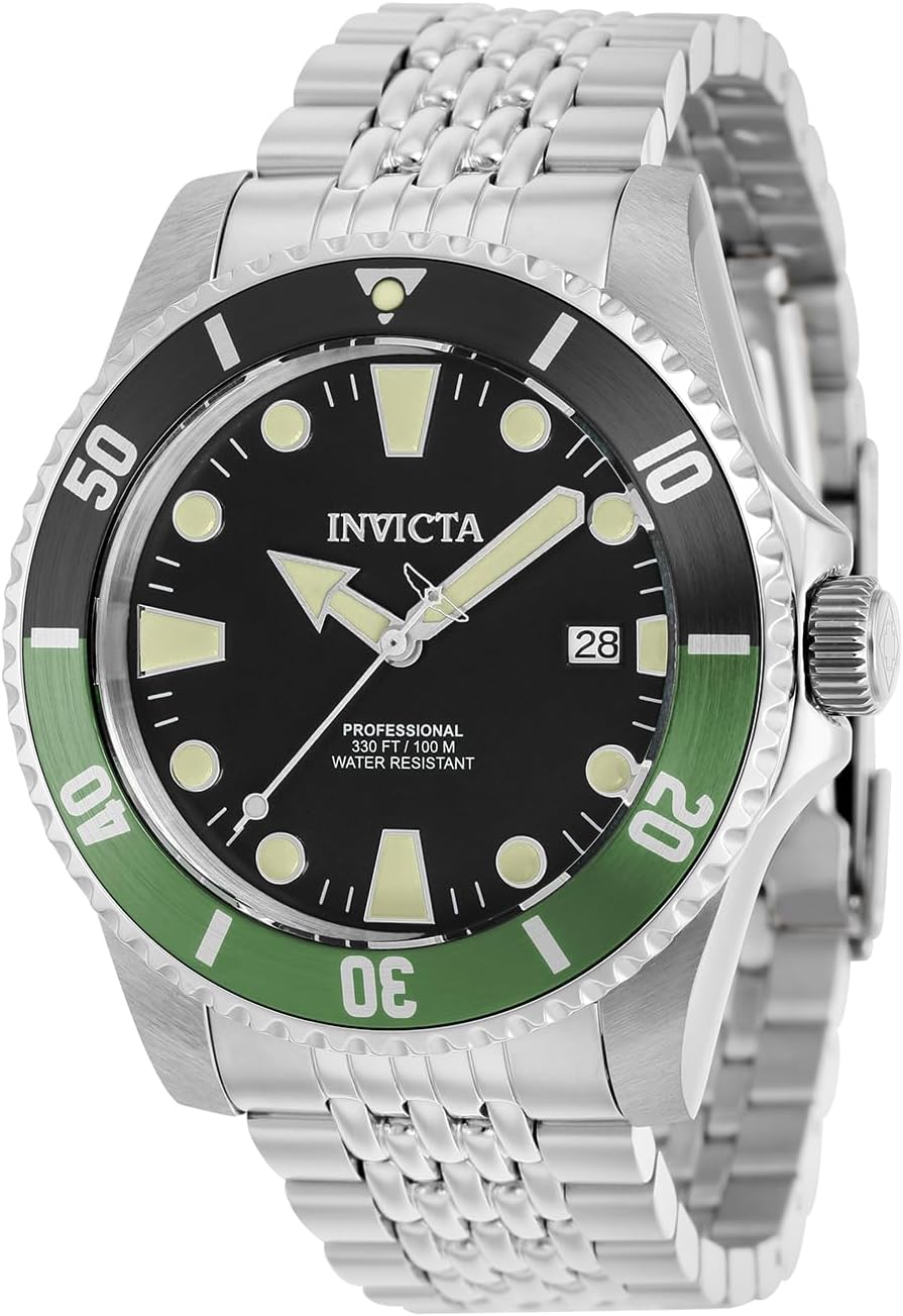 Invicta Stainless Steel Analogue Black Dial Men's Watch-39753, Band Color:Silver