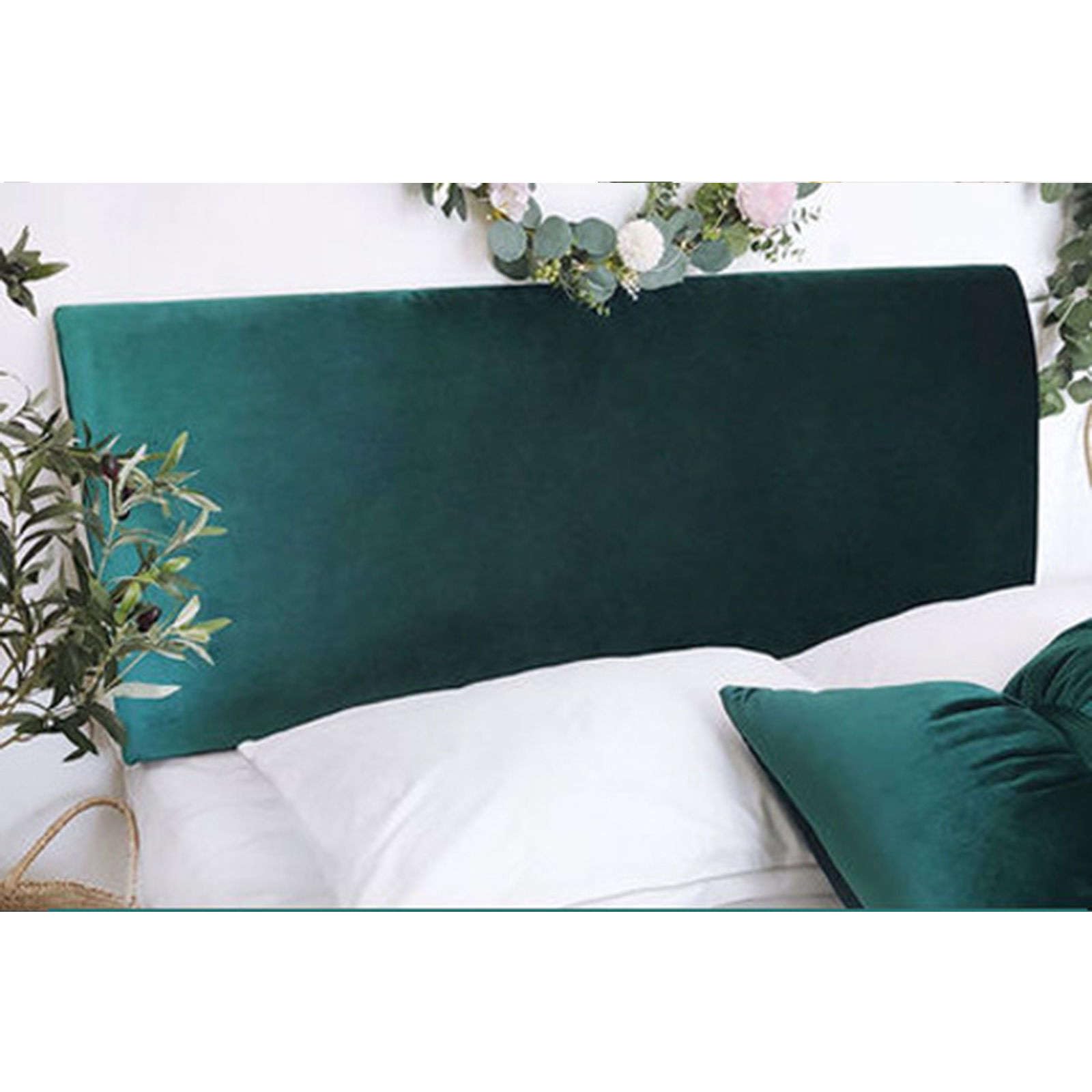 Yi Chen Terciopelo Funda Cabecero Cama Elástica, Suave 100% Poliéster Funda para Cabecero Extraíble Lavable Fundas para Cabecera Protectora para Tamaño Completo Cama-Verde Oscuro-150cm