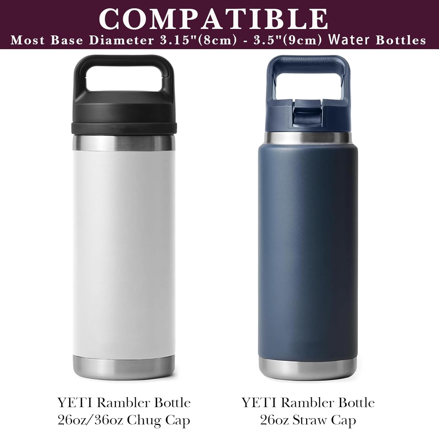 Linkidea Water Bottle Carrier with Strap Compatible with YETI Rambler Bottle 26oz/36oz, Waterbottle Sling Bag Holder with Shoulder Strap, Wine Red - Image 2