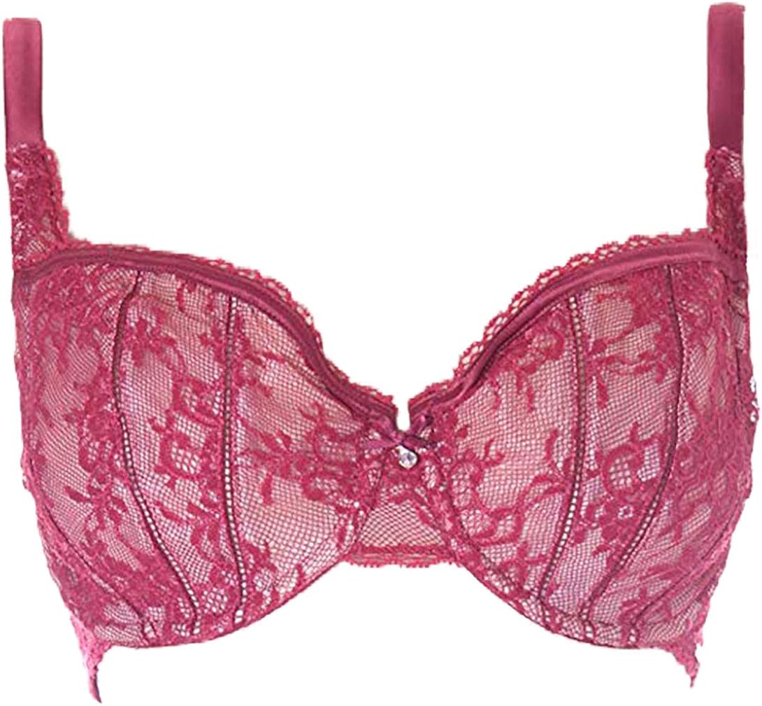 EX M&S Autograph Underwired Balcony Bra with Diamante Feature. Wine. (A