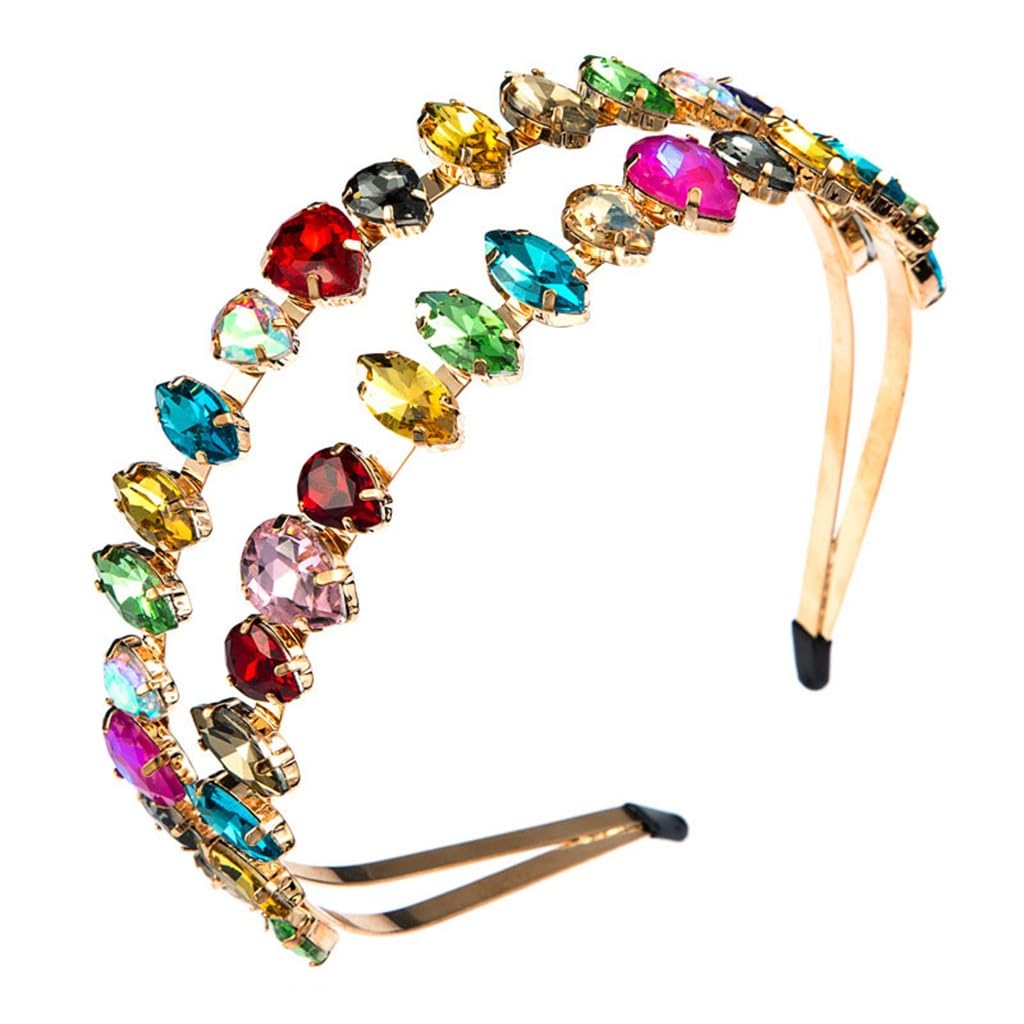 FMURY - Fasce per capelli multistrato da donna, con strass, accessori per capelli personalizzati
