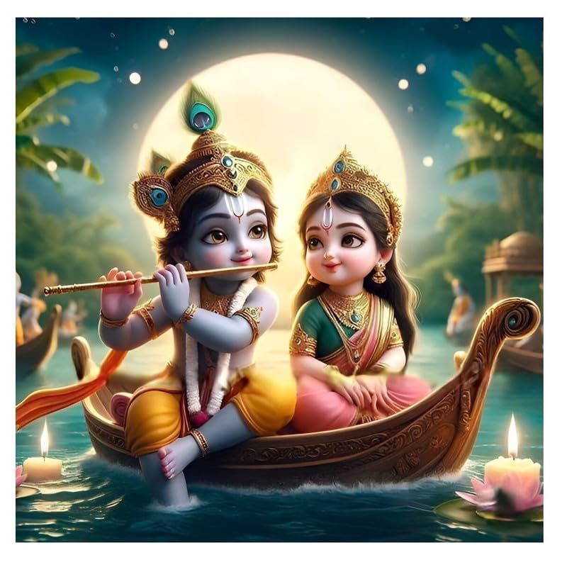 Image of British Terminal Cute little Bal Gopal Baby God Krishna| Kanha Ji | Laddu Lord Makhan Chor Painting Religious Poster for Pregnant Women for wall (matt thin vinyl,sticker,multicolor,unframed)| bj296