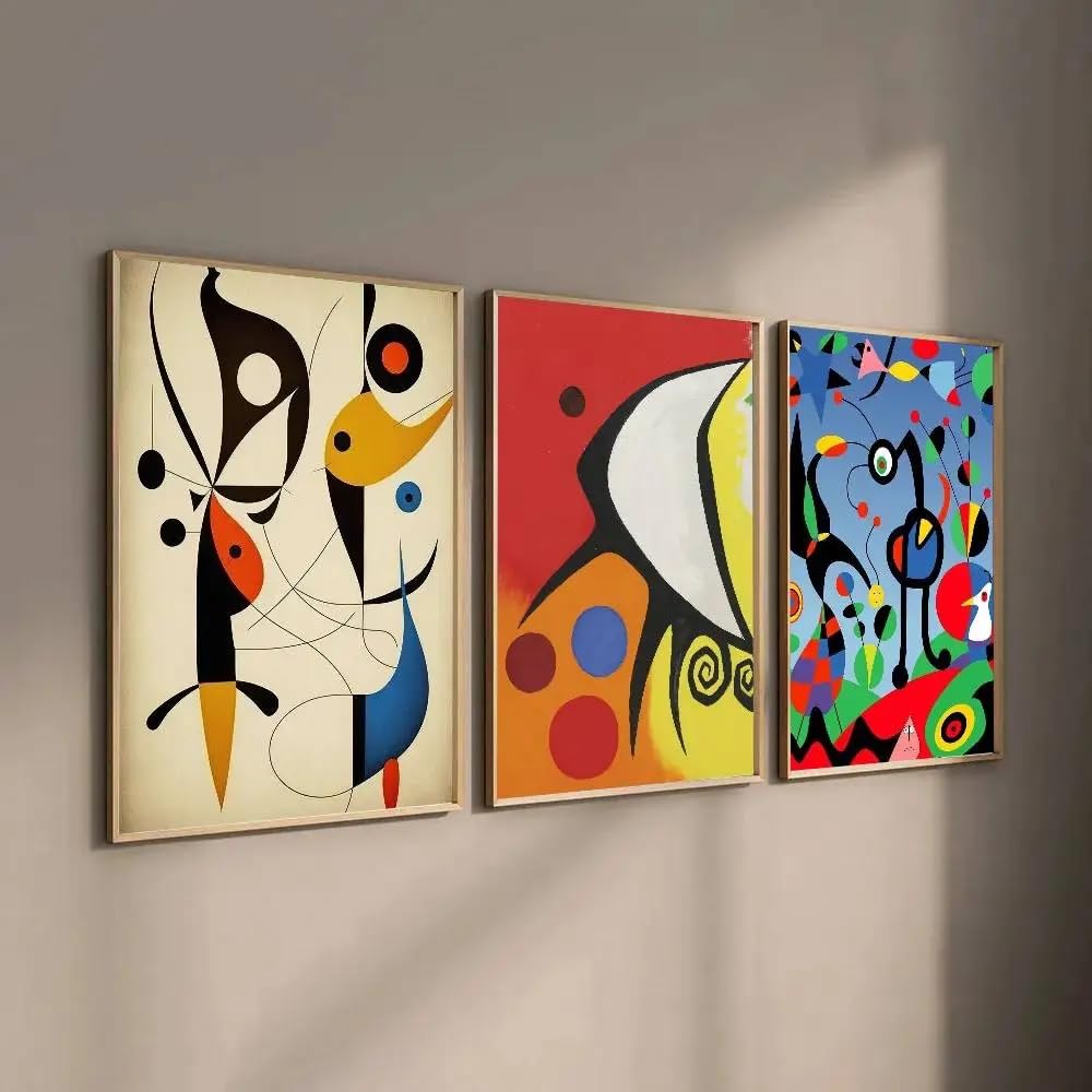 GKUVBF Modern Joan Miro Surrealism Art Poster Poster Wall Art Home Decor Room Decor Wall Art Canvas Prints(30x40cmx3/Frameless)