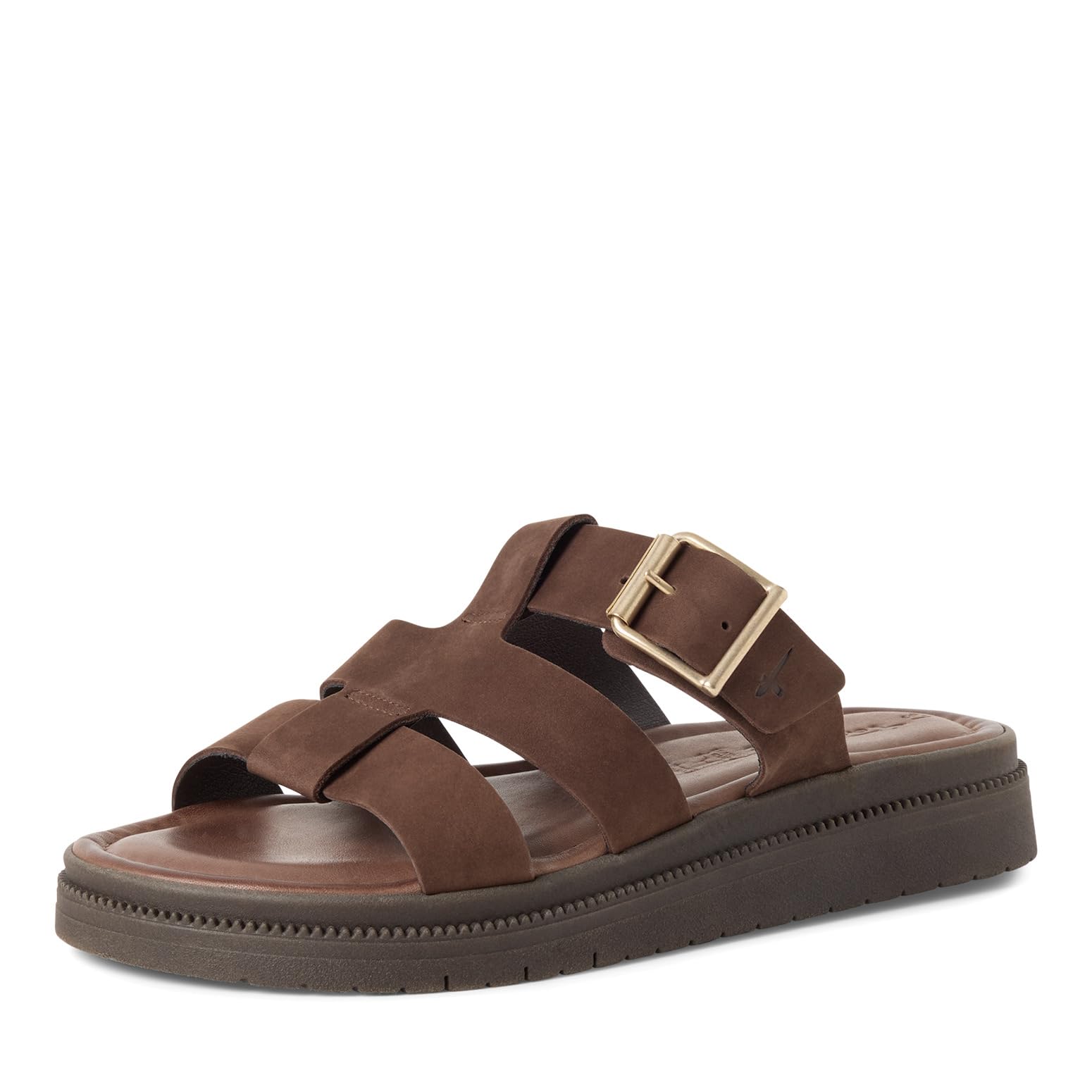 Tamaris Women's leather mules with wedge heel brown 7.5 UK