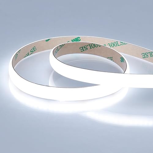 Miniatura 18 de JOYLIT Tira de luz LED COB difusa, 24 V, 5000 K, luz blanca diurna, 16.4 pies, 540 lm/ft, súper brillante, UL de primera calidad, recubierto de gel