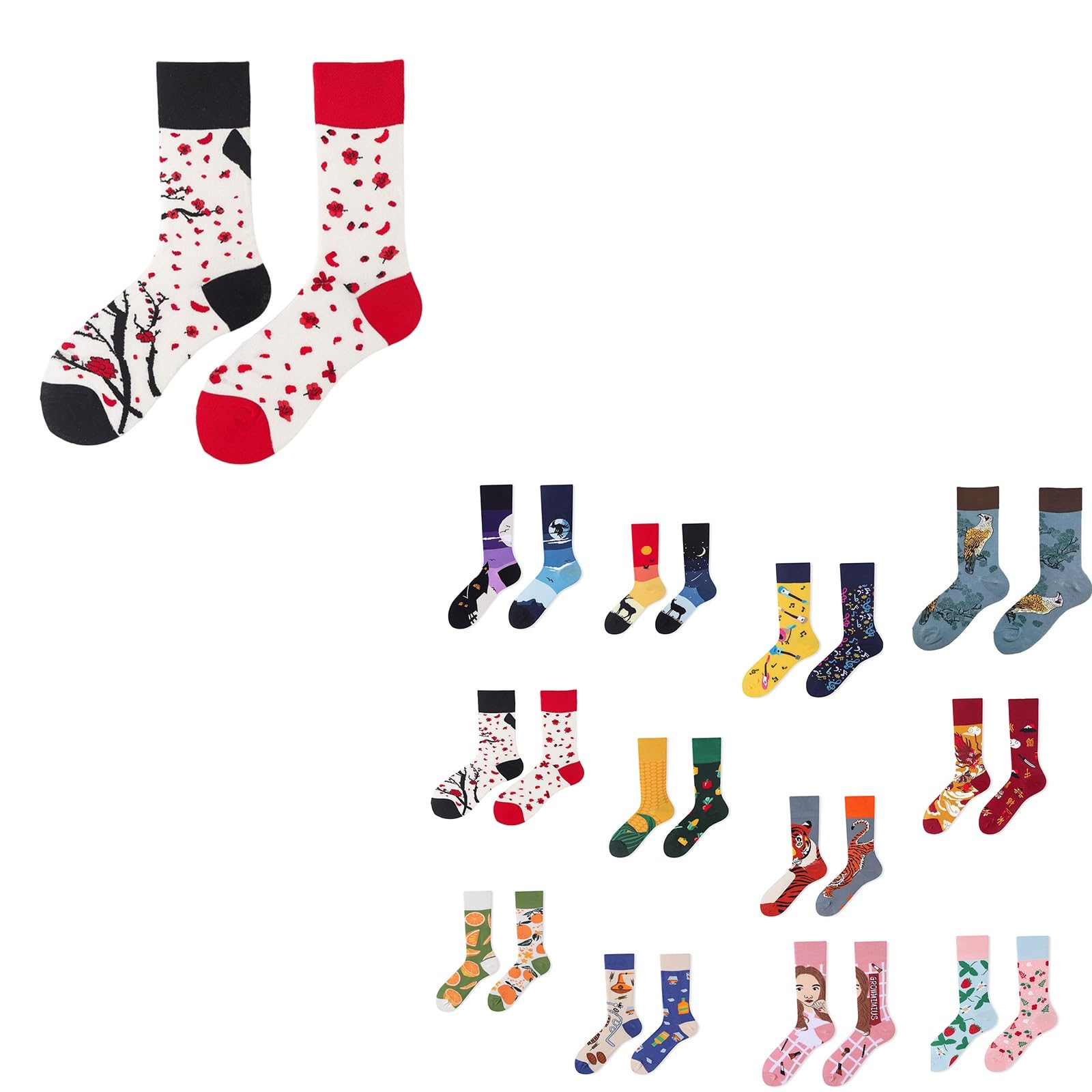 Chaussettes dépareillées fantaisie blanches en lot de 48 paires décontractées