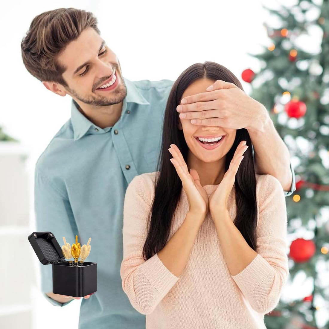 1 Scatola Dito Medio, Regalo Divertente e Scherzo per Adulti, Decorazione per Casa e Ufficio, Idea Regalo di Natale, Scatola Sorpresa Pop-up
