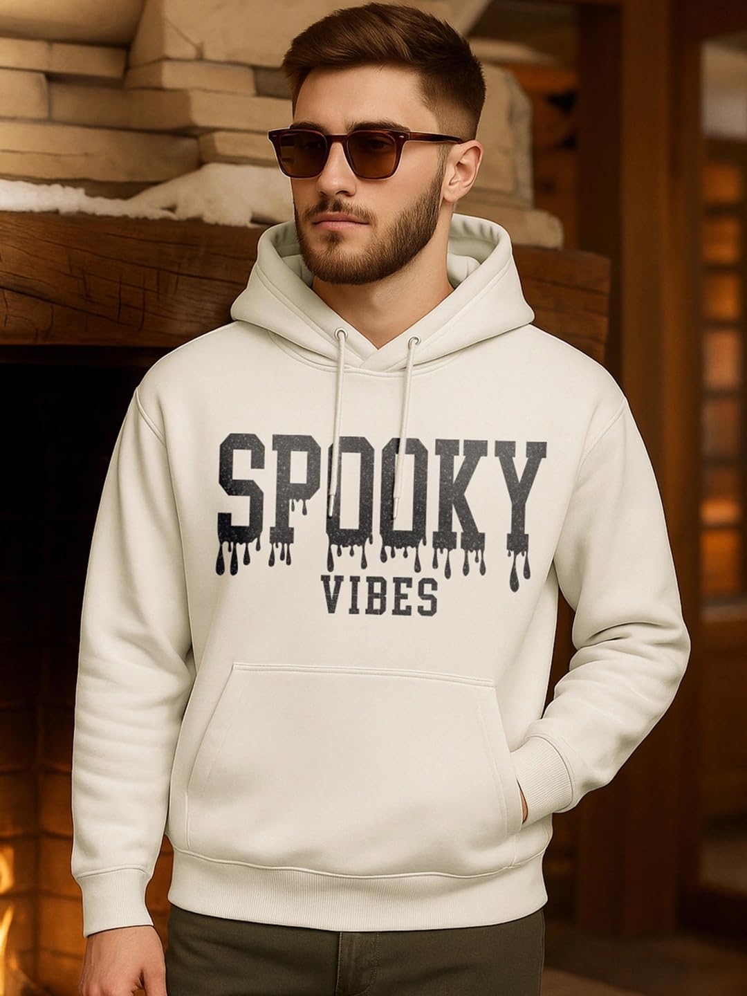 Bewakoof Heavy Duty 1.0 - Felpa con cappuccio in pile da uomo tipografia oversize