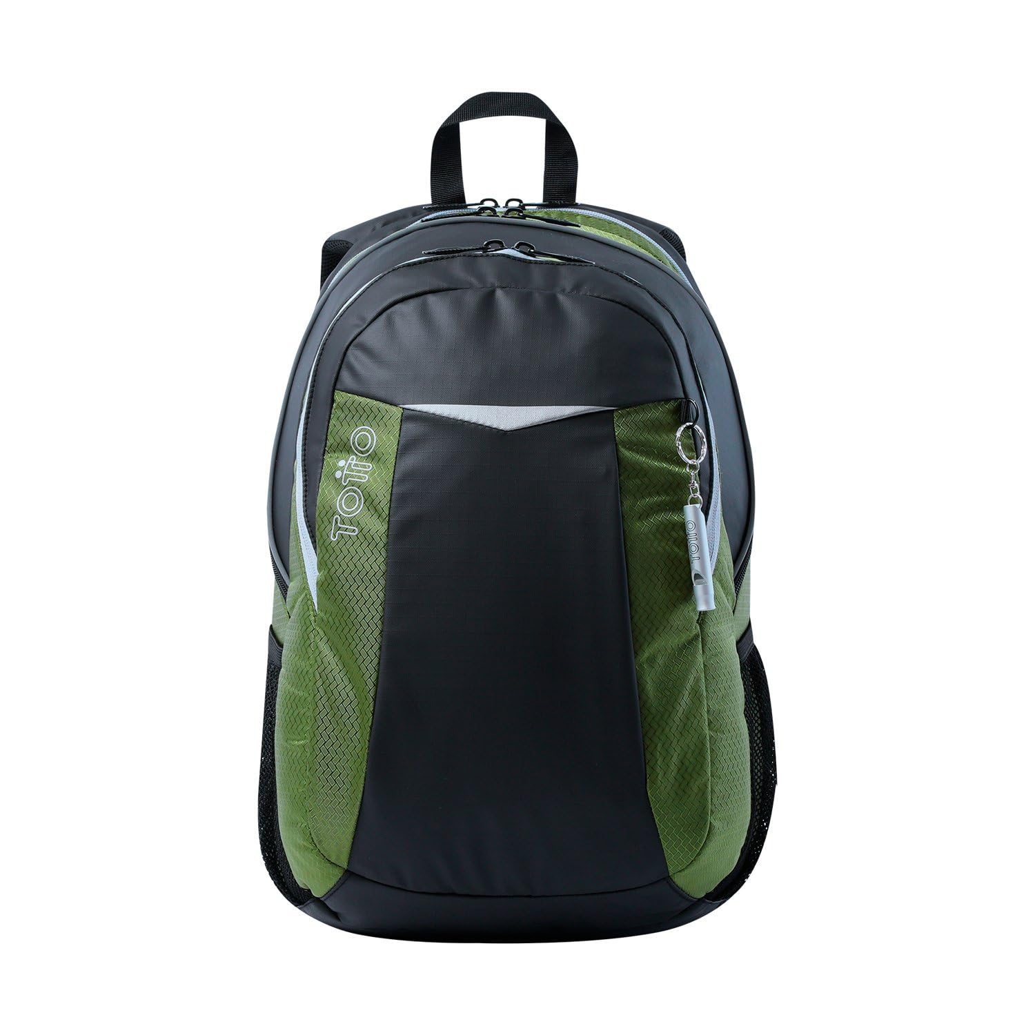 TOTTO - Mochila para Ordenador Portátil de 15,4 Pulgadas, Modelo Titanio 2.0, 3 Compartimentos, 2 Bolsillos Botella, Espaldar Ergonómico con Flujo de Aire, Cómodas Correas en S, Color Negro y Verde
