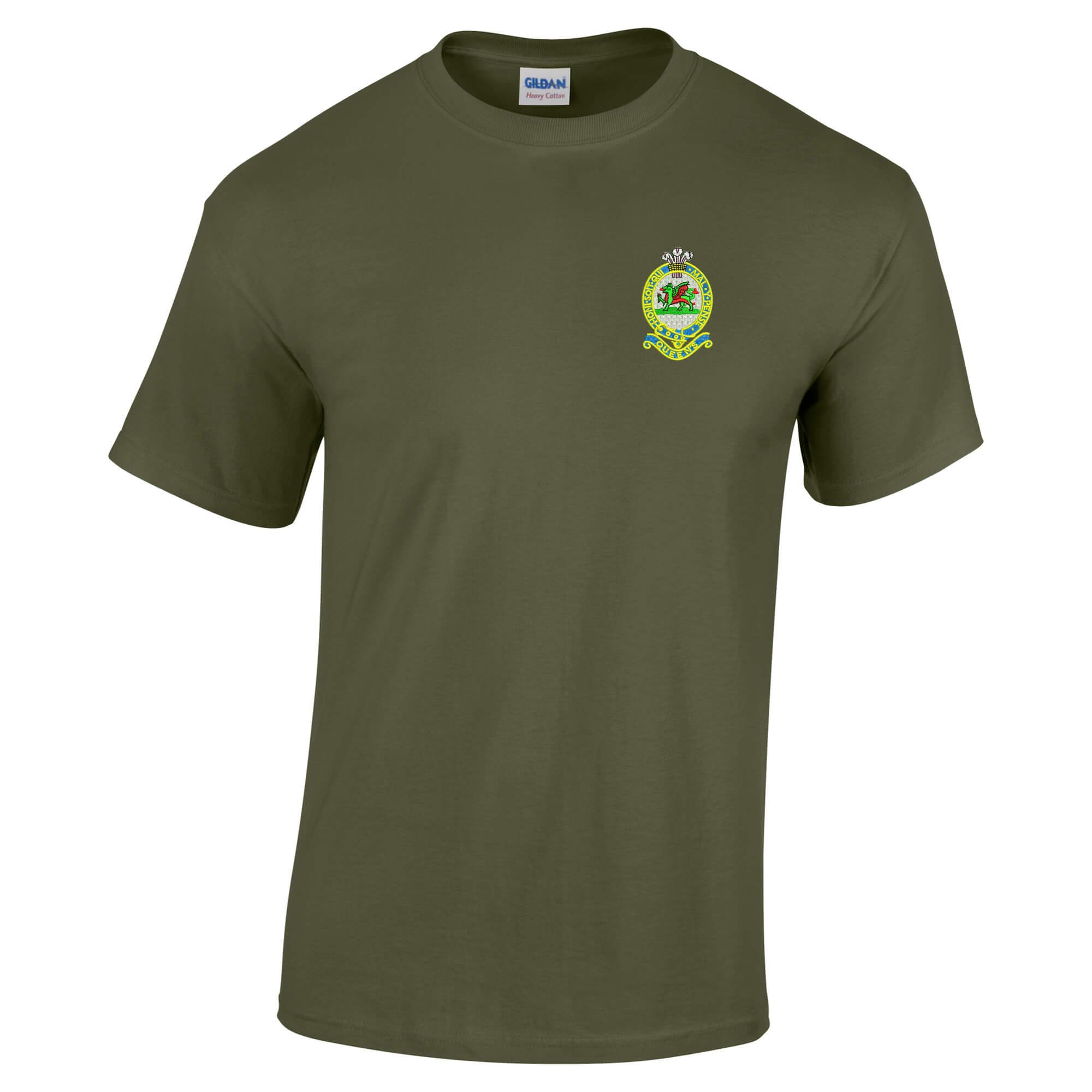 Pineapple Joe's Queen's Regiment Embroidered T-Shirt - Military Green - Medium