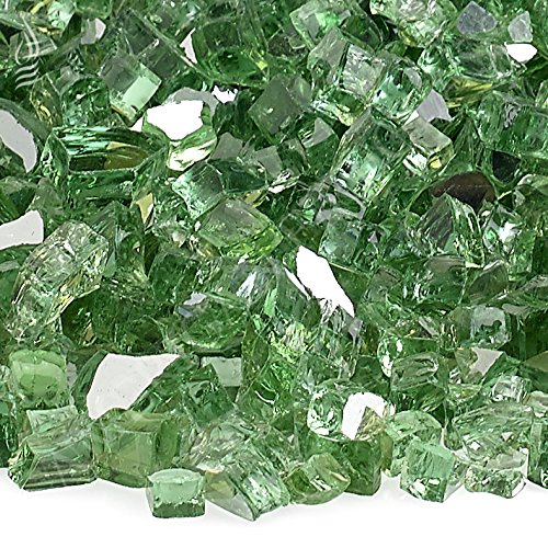 American Fireglass 1/4” Reflective Fire Glass | Use in Fireplace, Fire Pit or Bowl | for Natural Gas or Propane Fires | Safe Tempered Glass for Outdoor & Indoor | Evergreen, 10lb Bag