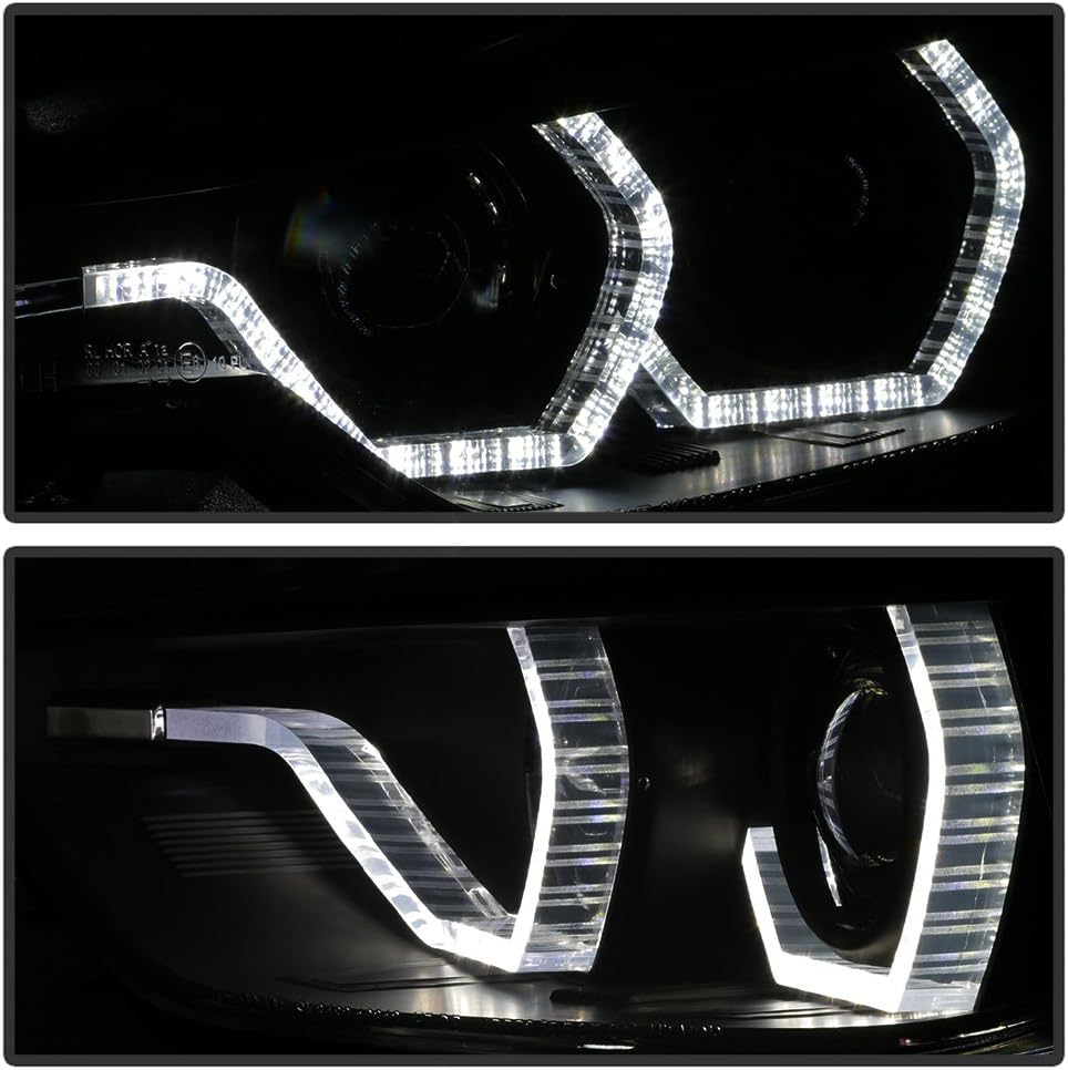 ACANII - For Black Smoke 2012-2015 BMW F30 328i 335i Sedan LED 3D DRL 2 Projector Headlights Headlamps Driver+Passenger