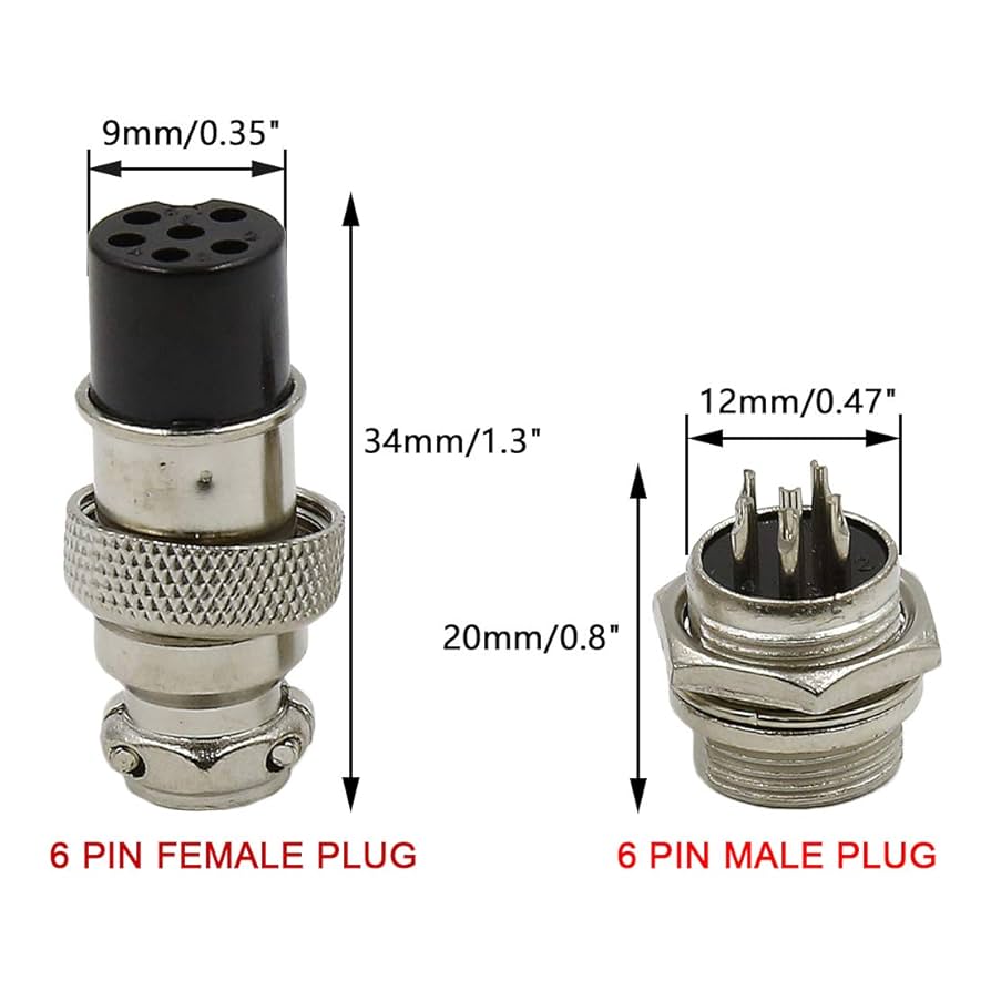 Amazon.com: Hxchen 6 Pin Metal Male Female Panel Connector