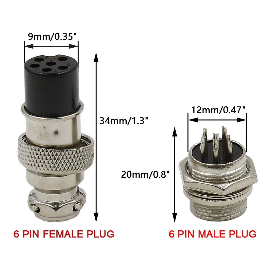 その他 PoN Amazon.com: Hxchen 6 Pin Metal Male Female Panel Connector