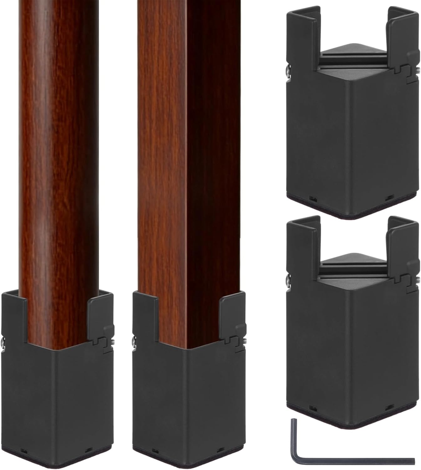 Joyibay Adjustable Furniture Bed Risers 4 Inch with Removable Screw Clamp, Fits Diameter from 1.1-2.4 Inch, Bed Table Couch Desk Risers Heavy Duty for Square Round Straight Furniture Legs