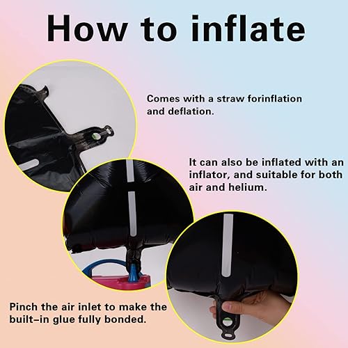 Miniatura 6 de Globos negros de auto de carreras retro número 0 de 40 pulgadas, globos de helio de aluminio de Mylar con números grandes, globos digitales 0 para