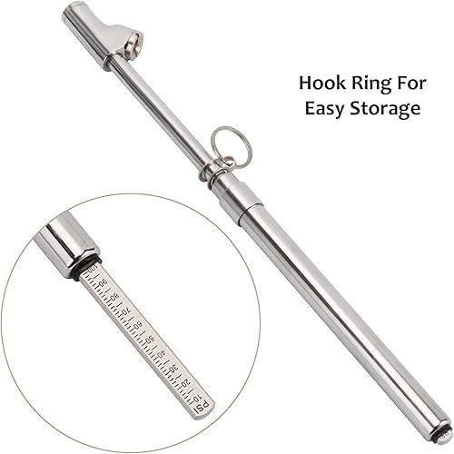 Miniatura 7 de Measureman Calibre de neumáticos de camión de doble cabezal resistente, 2 piezas, cuerpo de latón macizo, tobogán de aluminio, con gancho, rango de