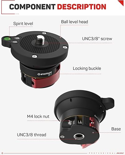 Miniatura 5 de IFOOTAGE Base de nivelación de trípode de aleación de aluminio nivelador placa de ajuste compatible con cámaras Canon, Nikon y DSLR con rosca de 3/8