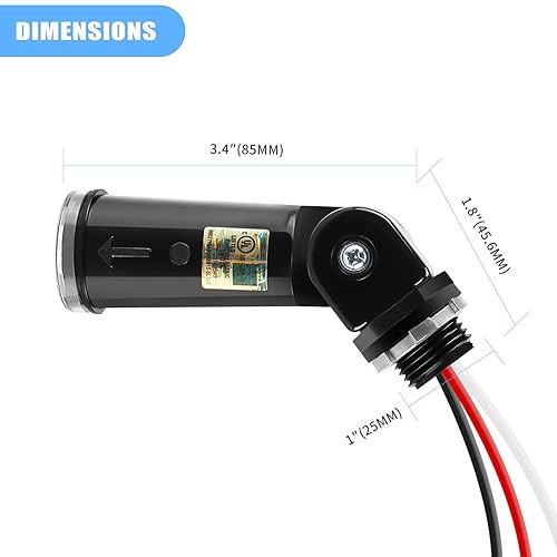 Miniatura 9 de Paquete de 2 sensores de fotocélula para luz exterior, sensor de atardecer a amanecer, sensor de fotocélula, interruptor fotoeléctrico, certificado
