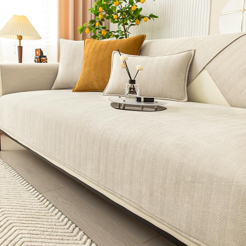 Herringbone Chenille Funny Fuzzy Couch Cover - Non Slip Sofa Slipcover With Luxuriously Soft Fabric - Ultimate Comfort & Protection For Furniture โ image 1