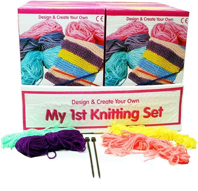 D.A.Y. Republic My 1st Knitting Set, Design and Create Your Own, Perfect for Beginners and Children, Kit Includes Instructions, Coloured Wool and Needles (1 Pack)