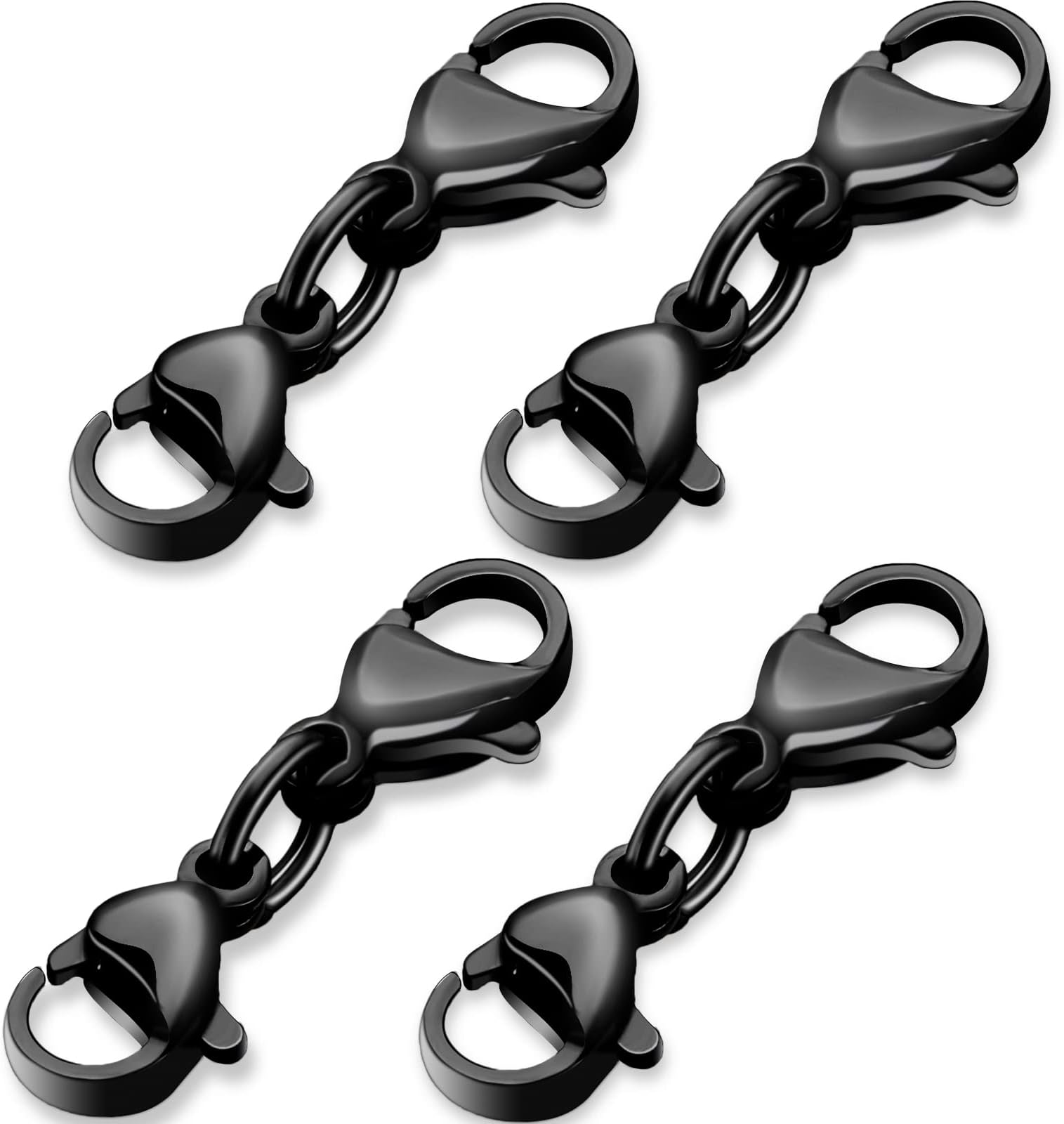 MTLEE Double Lobster Clasp Extender Double Claw Connector Bracelet Extension Clasp Small Bracelet Necklace Shortener for DIY Jewelry Making(0.98 Inch,Black)