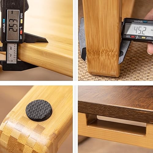 Miniatura 6 de Mesa baja plegable multifunción de bambú estilo japonés, mesa de té cuadrada con patas plegables, mesa de comedor pequeña plegable para el hogar,