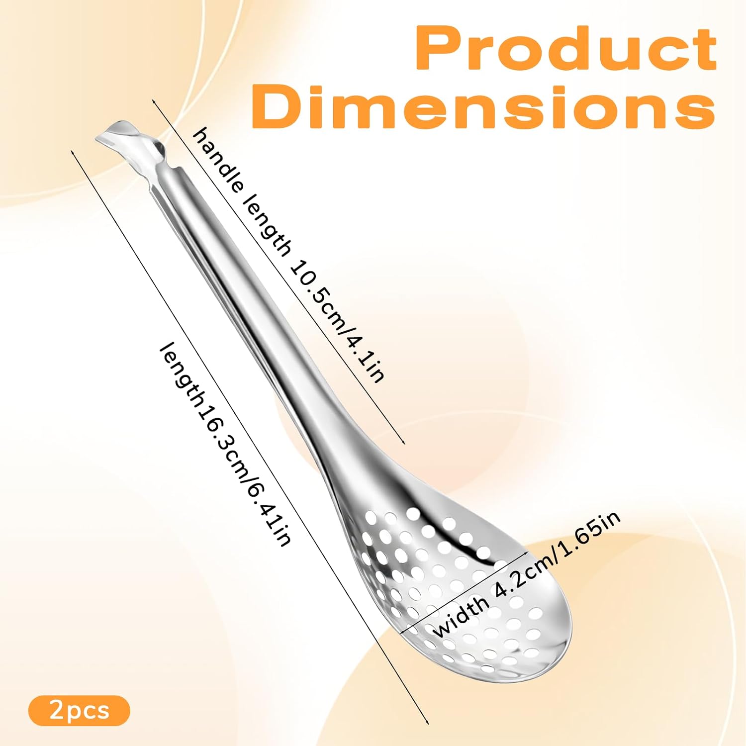 2Pcs Spherification Spoon Small Slotted Spoons Stainless Steel Caviar Spoons Slotted Bar Spoonfor Kitchen Frying And Cooking (Silver)