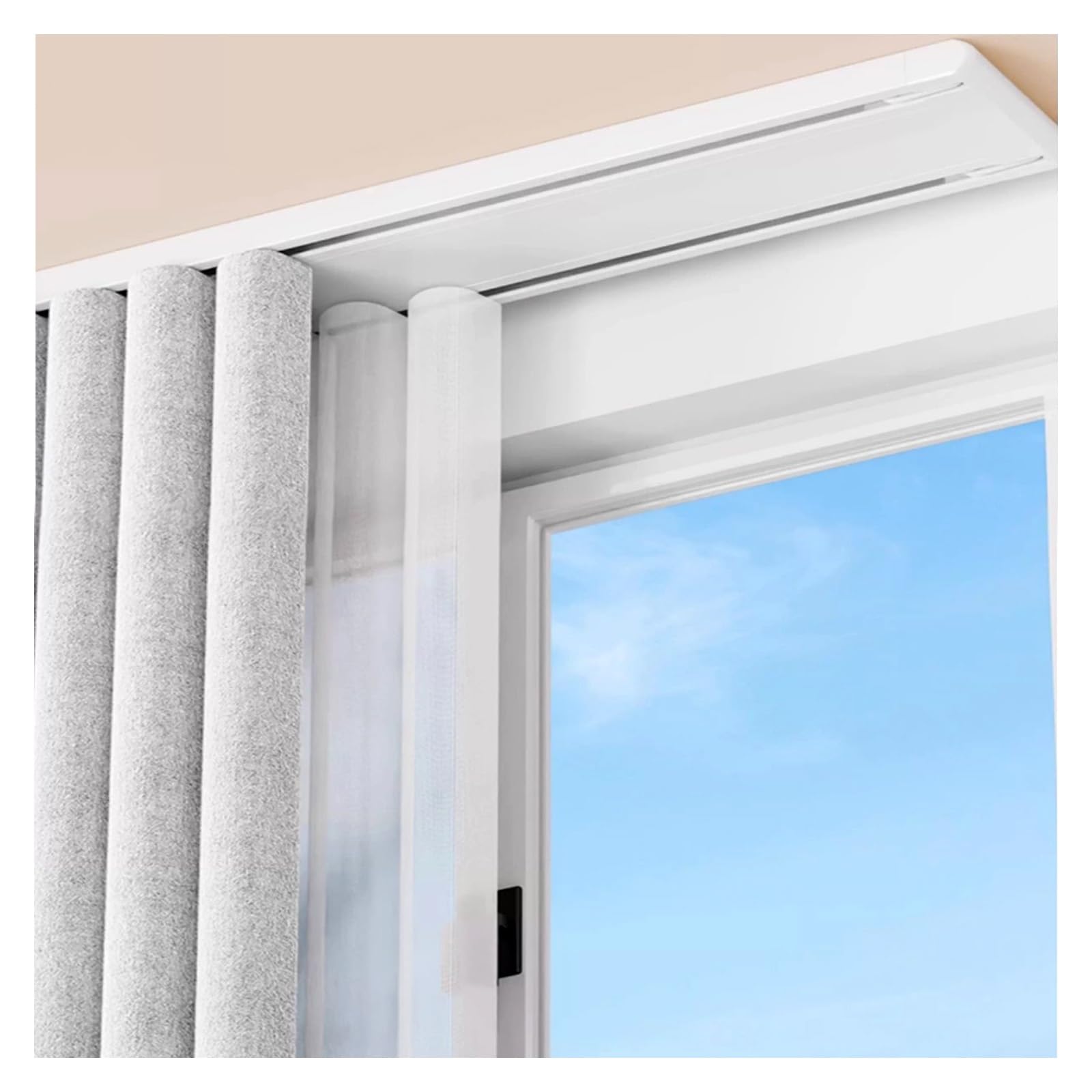 Curtain Double Tracks Aluminium Ceiling Mounted Curtain Rail Room Divider Curtain Track Rail For Living Room Bedroom With 20 Silent Pulley/m(White,470cm)