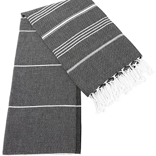Cacala 1011101079851010 100% Cotton Pestemal Turkish Bath Towel, 37 X 70, Black #TOP2