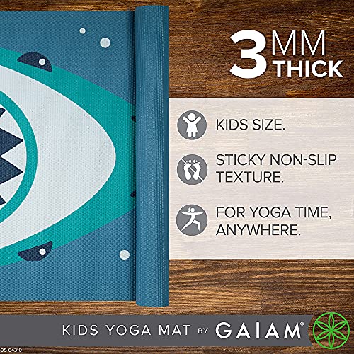 Image of Gaiam Kids Printed Yoga Mat, Non-Toxic, Fun Design, 3mm | Ages 5-8 | Textured Non-Slip Surface | 6P-Free PVC | 60 inchL x 24 inchW | Downloadable Kids Yoga Class
