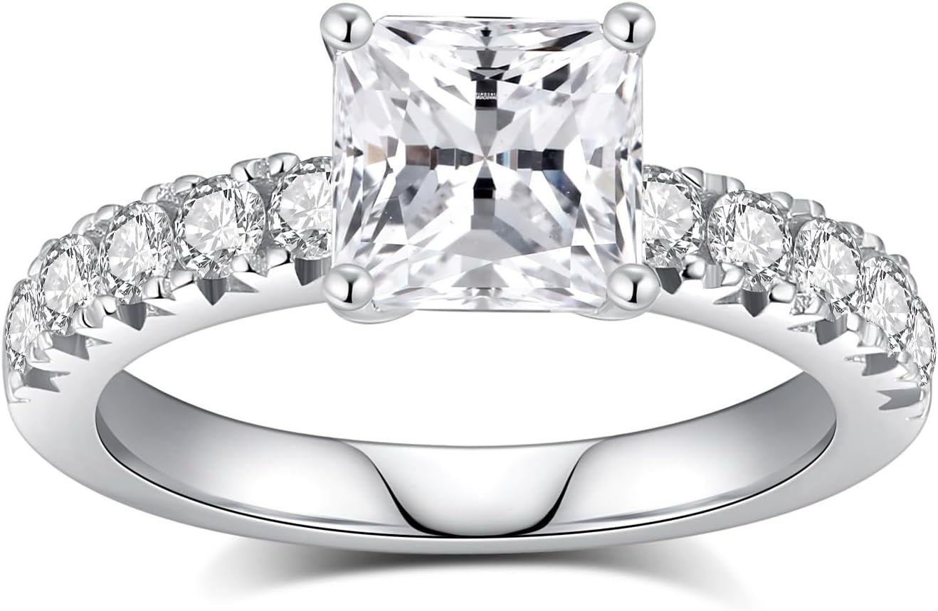 Moissanite Rings for Women Different Cut D Color VVS1 Moissanite Engagement Ring S925 Sterling Silver Ring Promise Wedding Rings for Wedding Anniversary