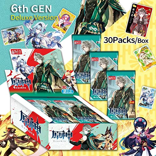 Tanokay Genshin Impact Collectible Cards - Booster Packs Trading Card [Imported] - 6Th Deluxe Version (Boxed Of 30 Packs) #TOP1
