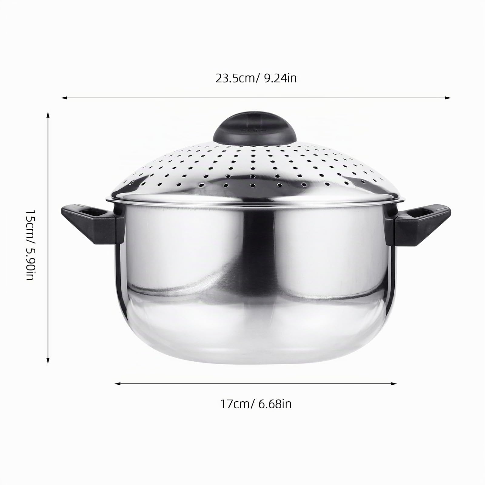 Kichvoe Olla de Acero Inoxidable para Pasta Diseño de Cierre Rápido, Resistente al Óxido y Práctica para Cocer Fideos Tapa y Escurridor Integrado