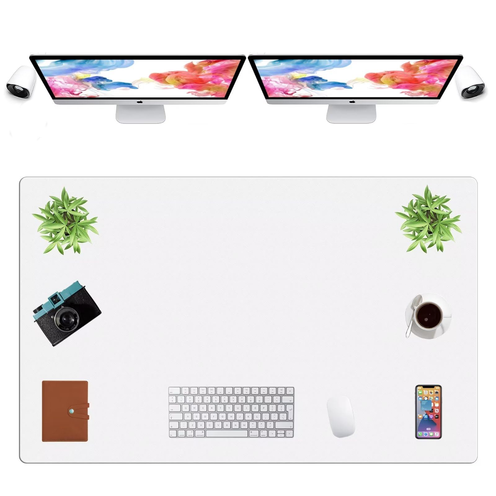 LL-COEUR Extra Large PU Leather Desk Mat Large Mouse Pad XXL Waterproof Table Mat Office Laptop Writing Pad (47.2 x 29.5 inch, White) — image 1