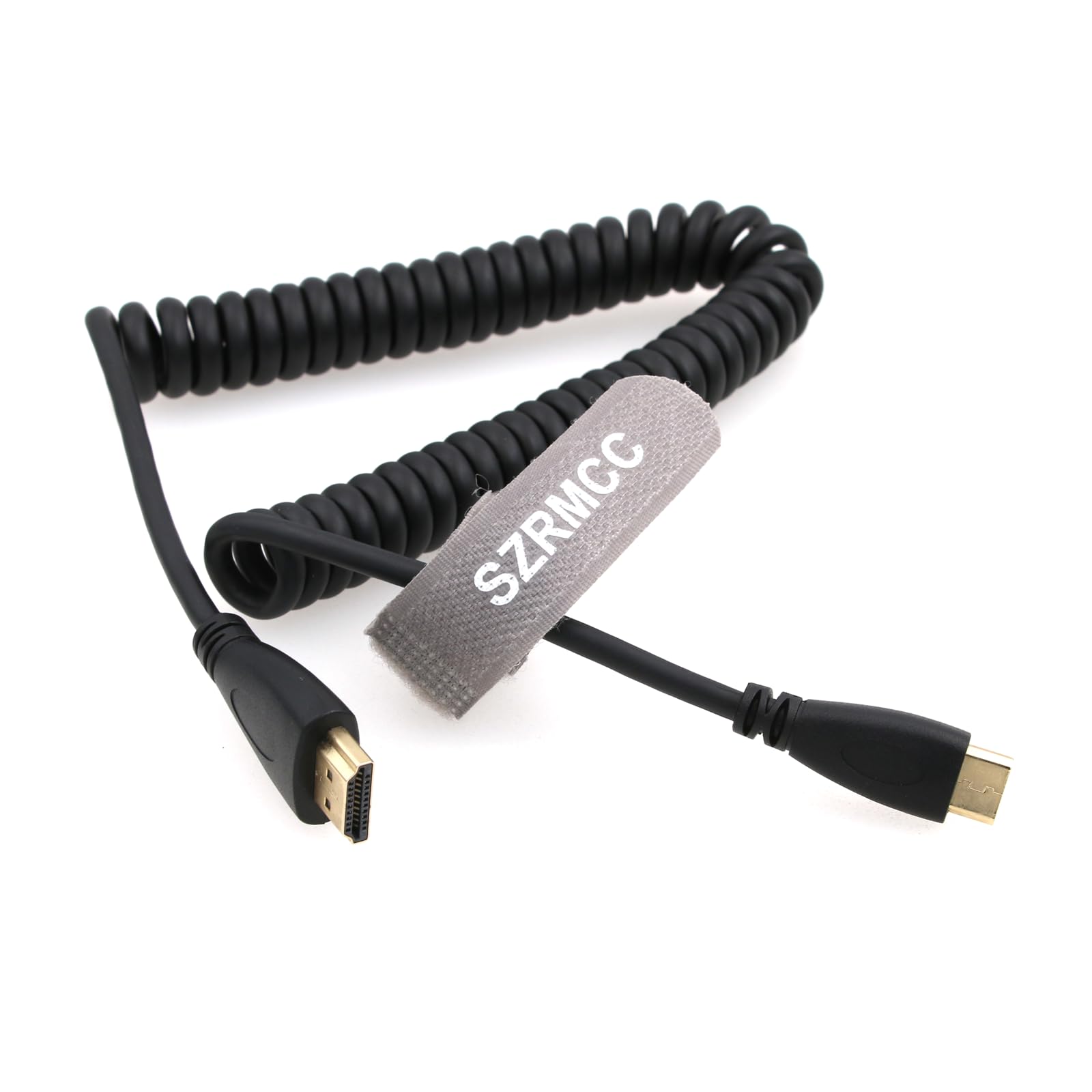 SZRMCC Left Angled Mini HDMI to Full HDMI High Speed Coiled Cable for Canon Sony DSLR Camera ATOMOS Monitor (Mini HDMI-HDMI) - Image 2