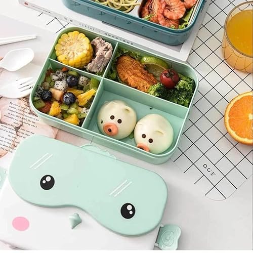 Marmita Lancheira Com Divisórias Grande 1000ml BPA Free Estilo Japonês Desenho Animado - Verde