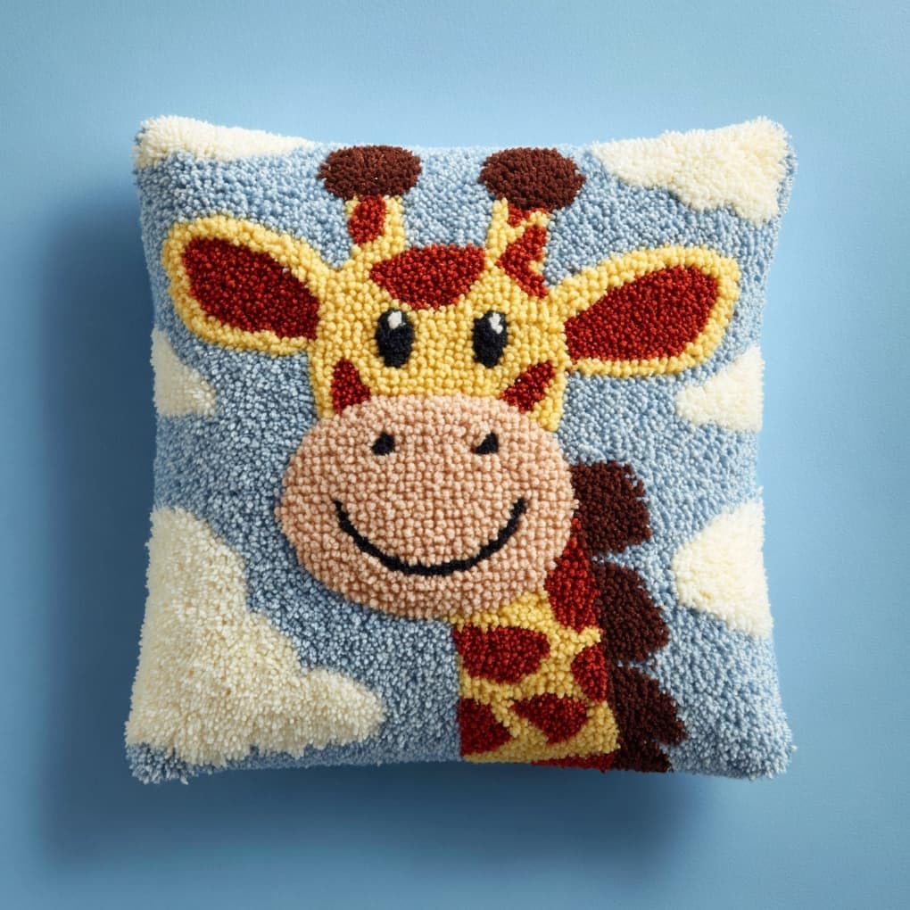 WallustrioaW Pre Printed Latch Hook Kits for Beginners,Cute Giraffe