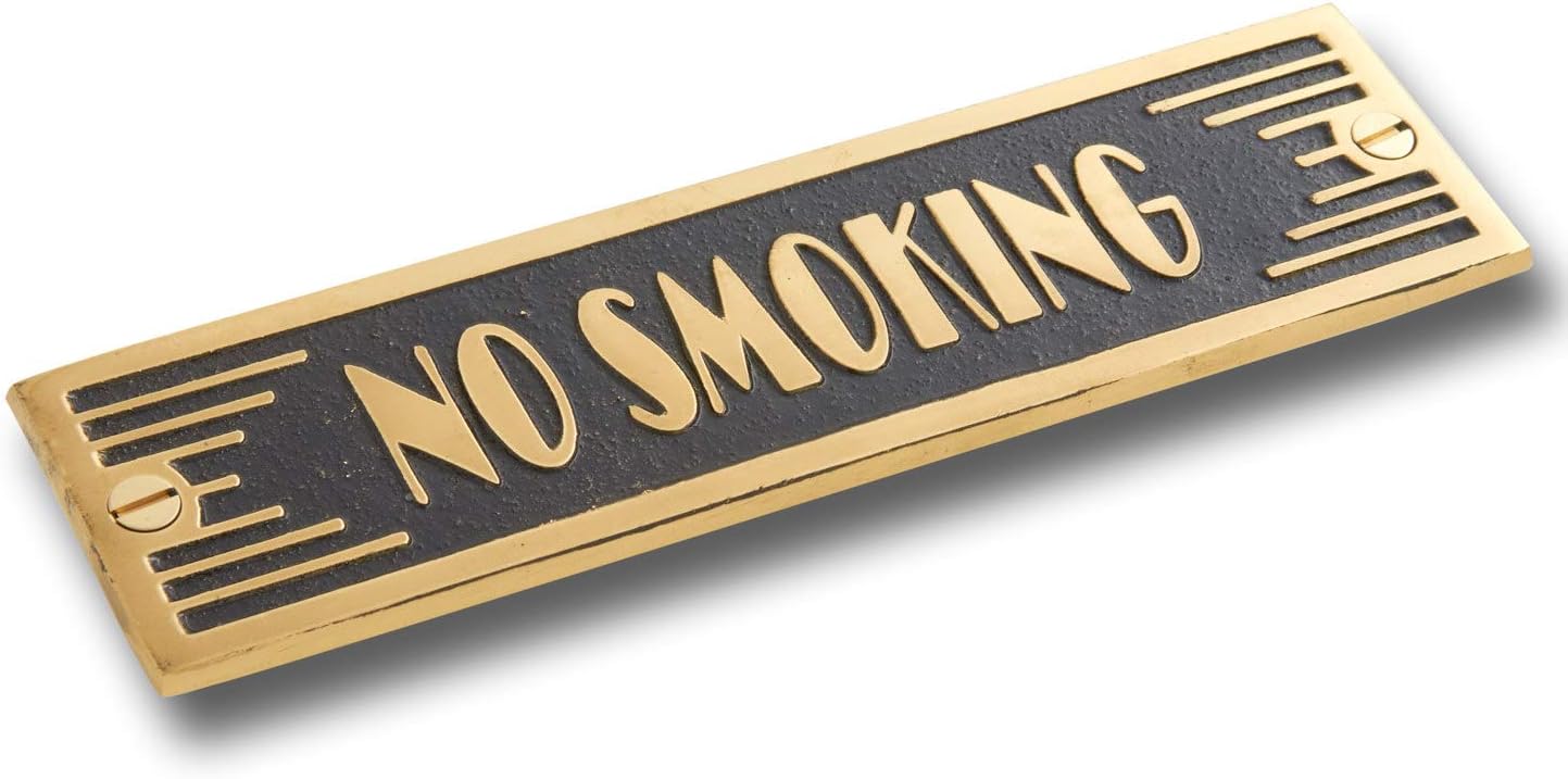 The Metal Foundry No Smoking Metal Door Sign. Art Deco Style Home Decor Accessories Door Or Wall Brass Plaque. Handmade In England