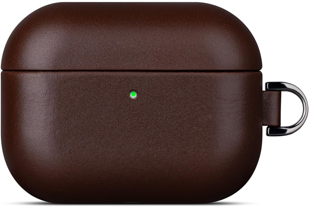 Haobobro for AirPods Pro 2 Leather Case Cover - Leather from Cow Hide, Handmade Drop Protective Hard Cover, Wireless Charging Compatible AirPods Pro 2nd Generation Case with Keychain - Coffee Brown
